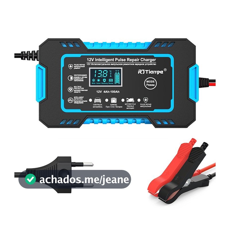 Carregador De Bateria De Carro Inteligente 12V Display Digital Automático Reparo De Pulso De Energia