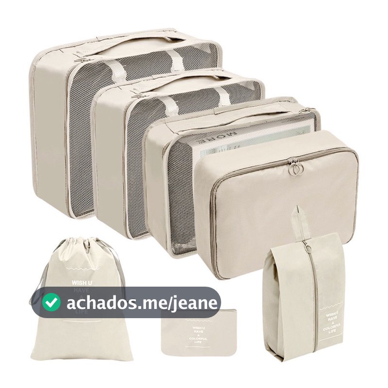 Kit 7 Pecas Bolsa Organizadoras Para Mala Roupas Bagagem Viagem