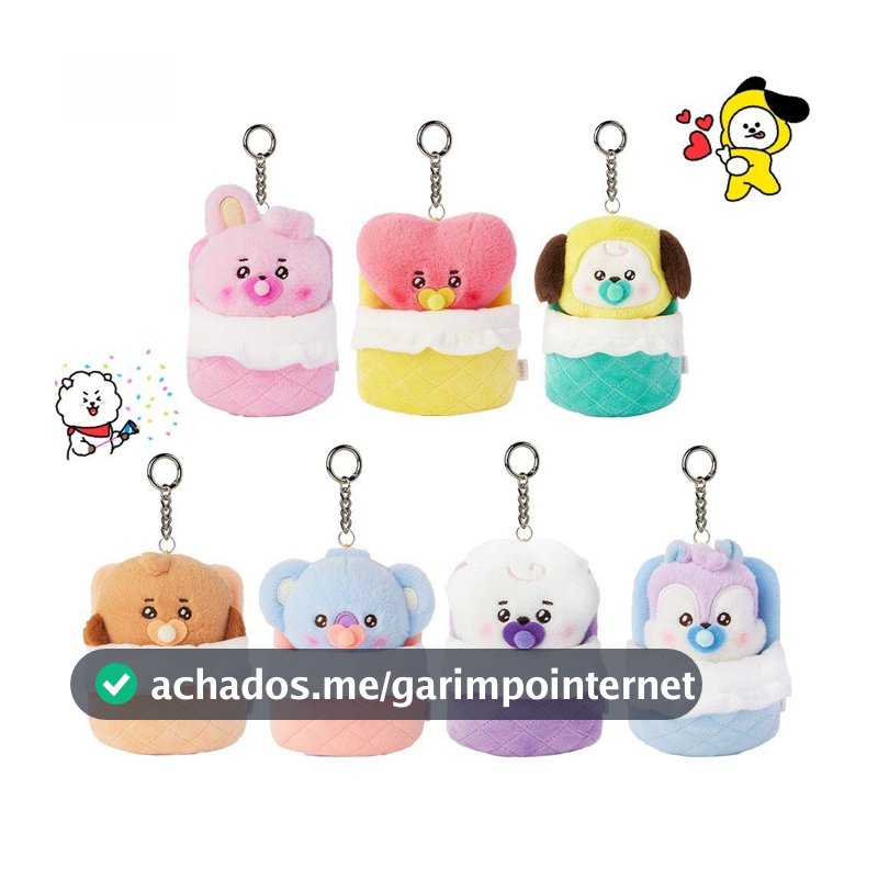 Bt21 BTS Bebê Saco de Dormir Série Boneca de Pelúcia Pingente Bonito Desenho Animado Chaveiro de Pelúcia Pingente