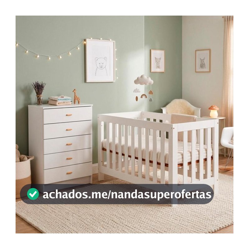 Conjunto Berço e Cômoda Ditália BBI-56 BB-120 Branco