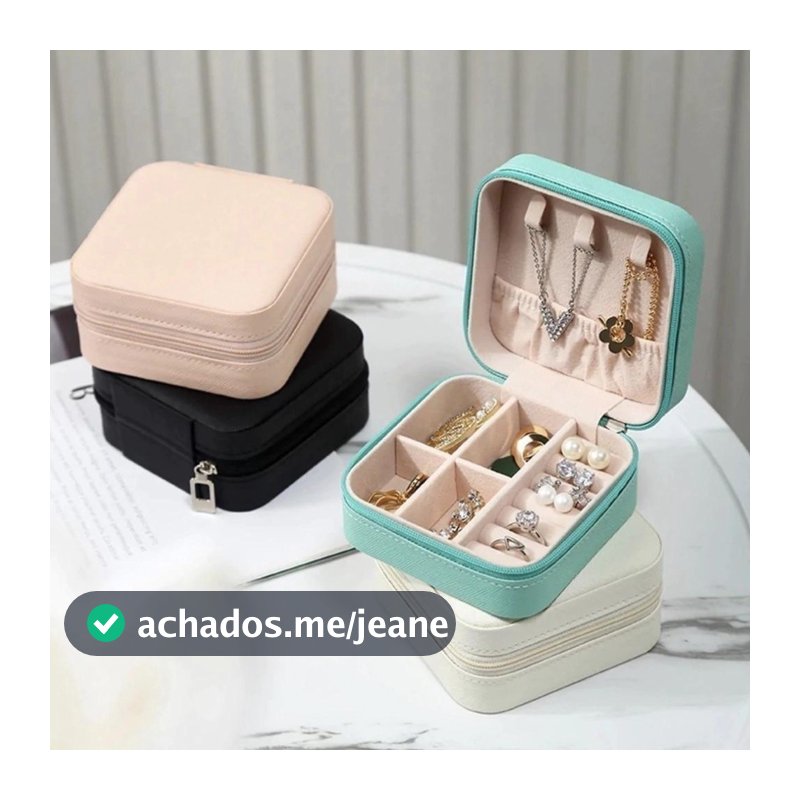 Mini Porta Joias Portátil Estojo c/ Zíper - Envio Aleatório