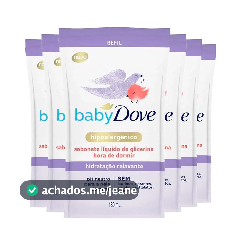 Kit Sabonete Refil Dove Baby Hidratação Hora De Dormir 180ml - 6 Unidades