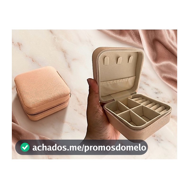 Porta Joias Compacto de Viagem Organizador para Anéis Brincos Colares Feminino