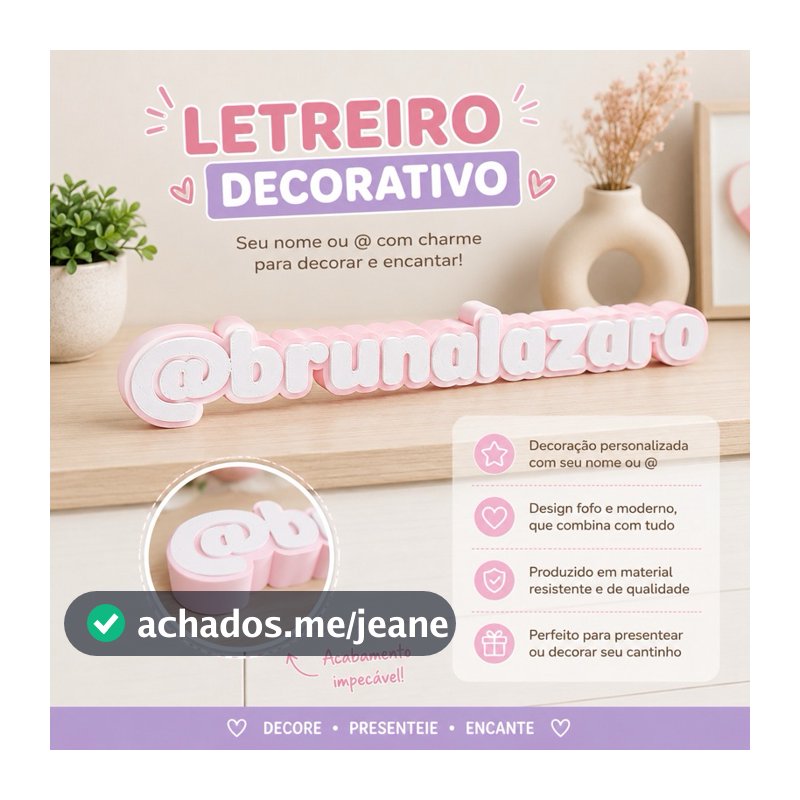 Letreiro Nome Decorativo em 3D Personalizado