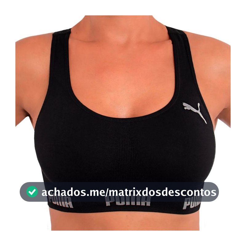 Top Puma Feminino Sem Bojo e Costura Fitness Academia Alta Sustentação Nadador Confortável Original