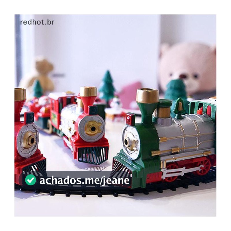 Brinquedo Trem Elétrico Natal com Som e Luz, Conjunto Trilho, Presente Ideal Dia das Crianças e Decoração de Árvore