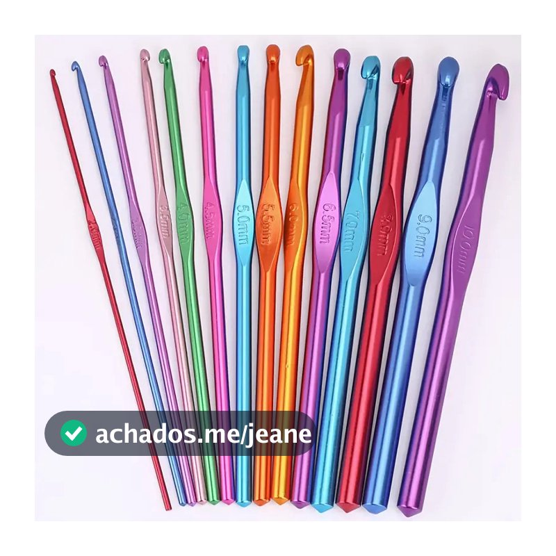 kit 14 peças De Ferramentas De Agulhas colorido Crochê de Tricô Alumínio para Fio Ponto Cruz Manual