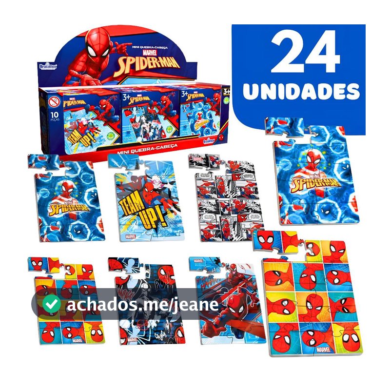 Kit 6/12/18/24 Quebra Cabeça Homem Aranha Spider Man Festa Aniversário Infantil Lembrancinha Criativa