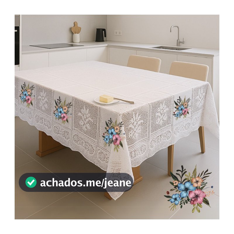 Toalha de mesa renda 4 e 6 cadeiras