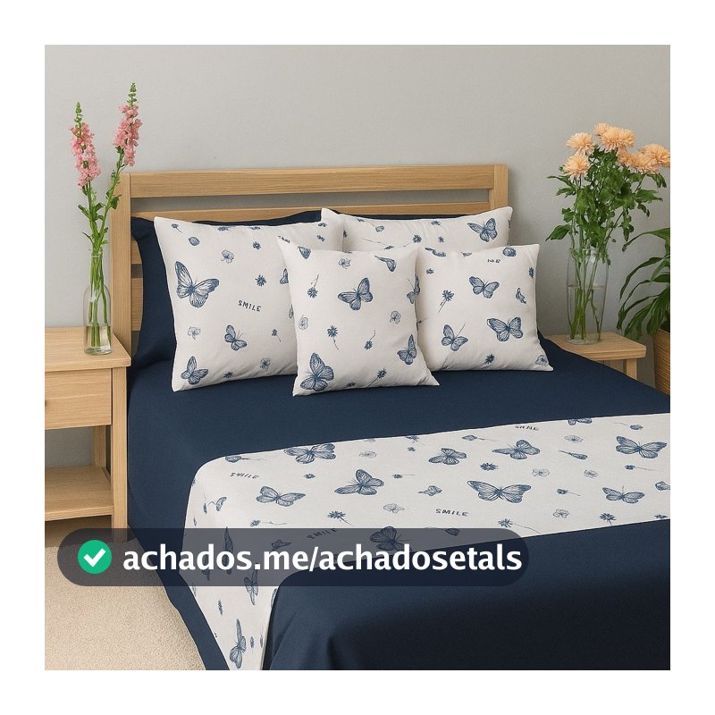 KIT 3 PC ENFEITE DECORACAO CAMA POSTA PESEIRA + 2 Capa de Almofada 100%ALGODAO NAO ACOMPANHA LENCOL