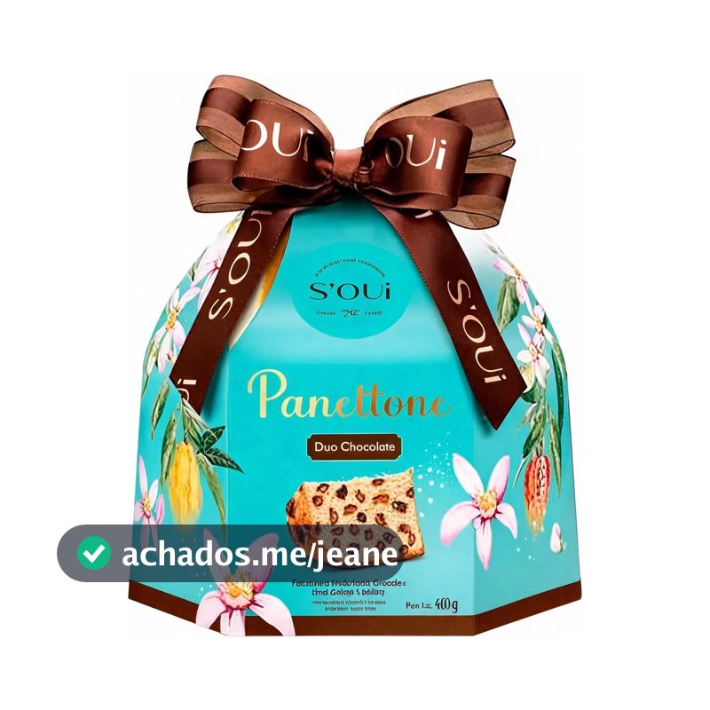 Panettone Duplo Chocolate Soui 400g Com Gotas E Recheio