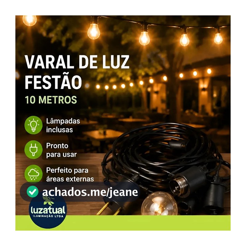 Varal Luz Interna/externa 10 Metros Lâmp Incandescente 15w