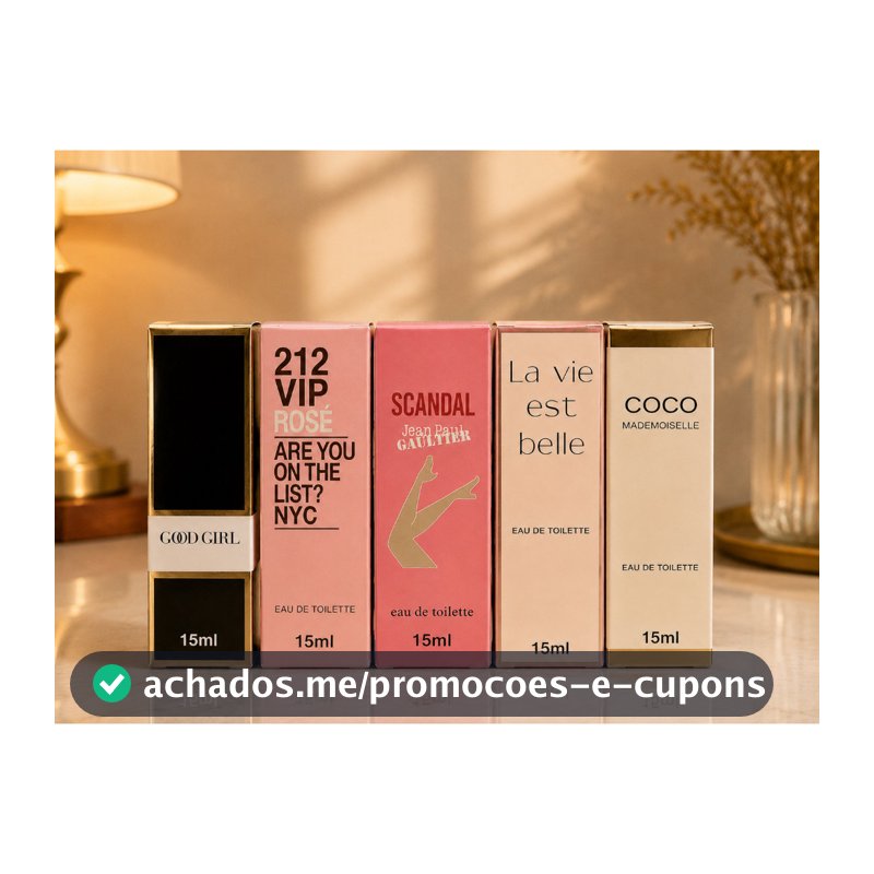 Kit 5 Mini Perfumes Femininos 15ml Fragrâncias Portáteis Para Bolsa
