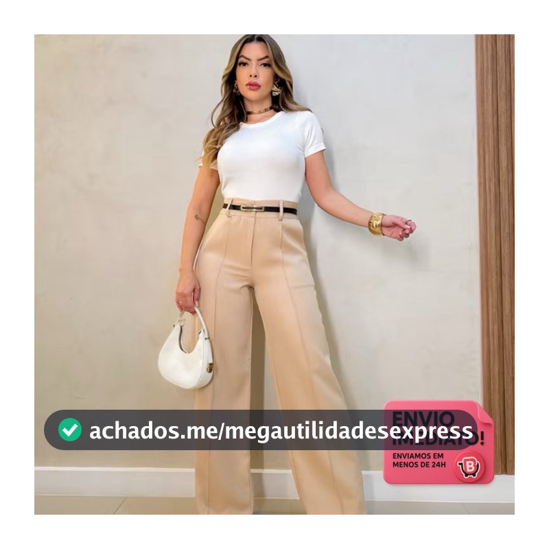 Calça Social Feminina ZARA Pantalona Alfaiataria Com Cinto Lançamento Moda Zr Luxo Elegancia Social
