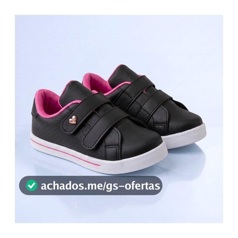 Kidstep Tenis Infantil Feminino Casual Preto Com Pink