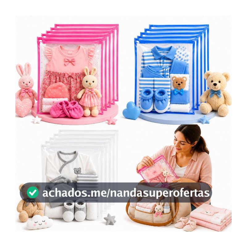 Kit Saquinhos Maternidade Multiuso Com Zíper Organizador Nécessaire Envelope impermeável