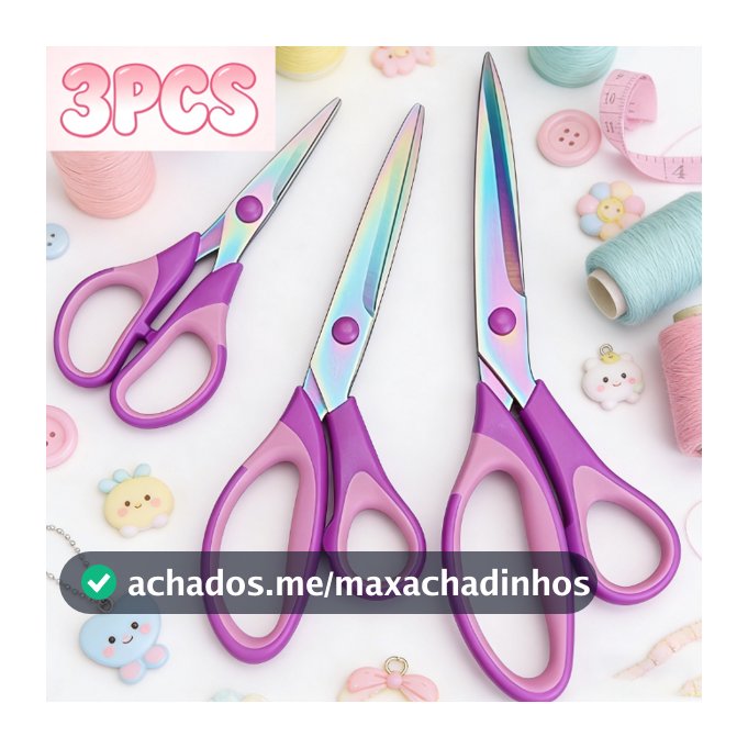 Kit 3 Unidades Tesoura De Titânio Profissional