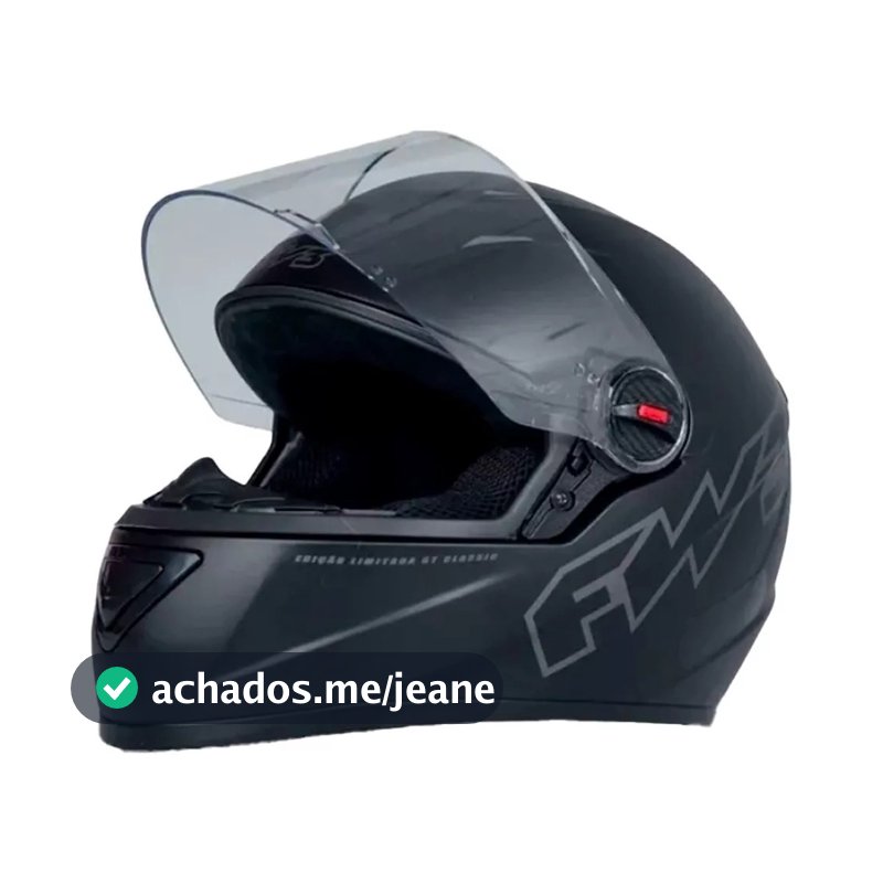 Capacete Moto Fechado Gt Classic Preto Fosco Fw3 Narigueira