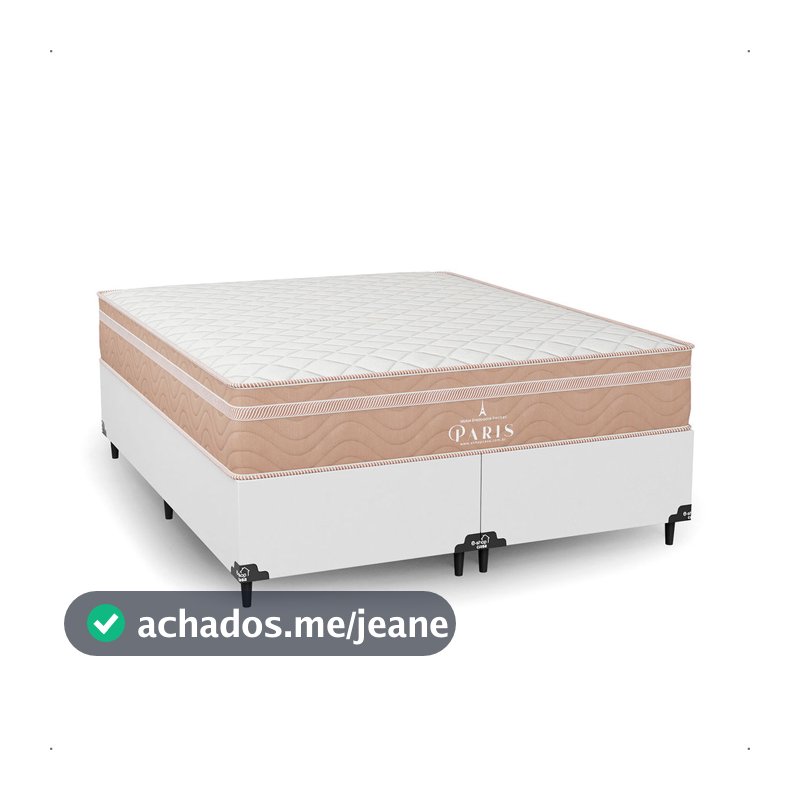 Cama Box Queen Branco + Colchão Paris Molas Ensacadas Bege - e-Shop Casa