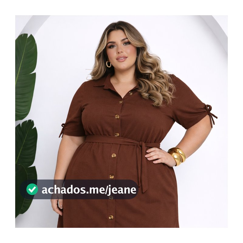 Vestido Chemise Plus Size G1 G2 G3 G4 Tecido Duna Botões Frente Midi Evangélico
