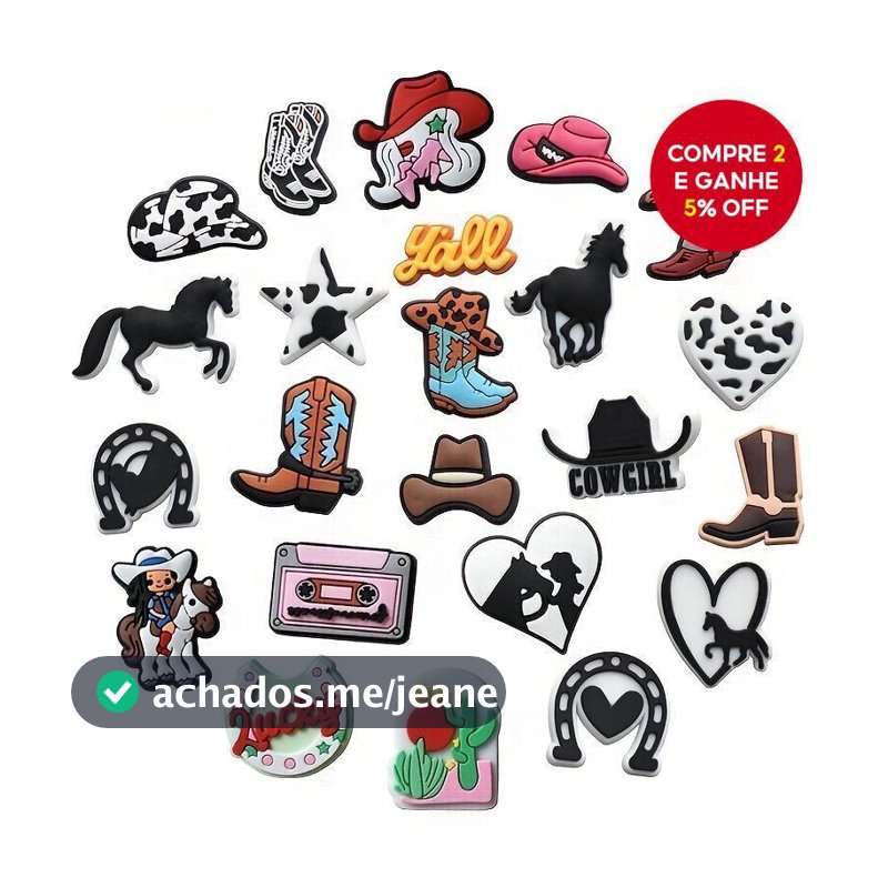 Charms Temáticos de Cowboy para Crocs (23/30/42 peças) - Acessórios para Sapatos de PVC, Sandálias, Presentes de Natal