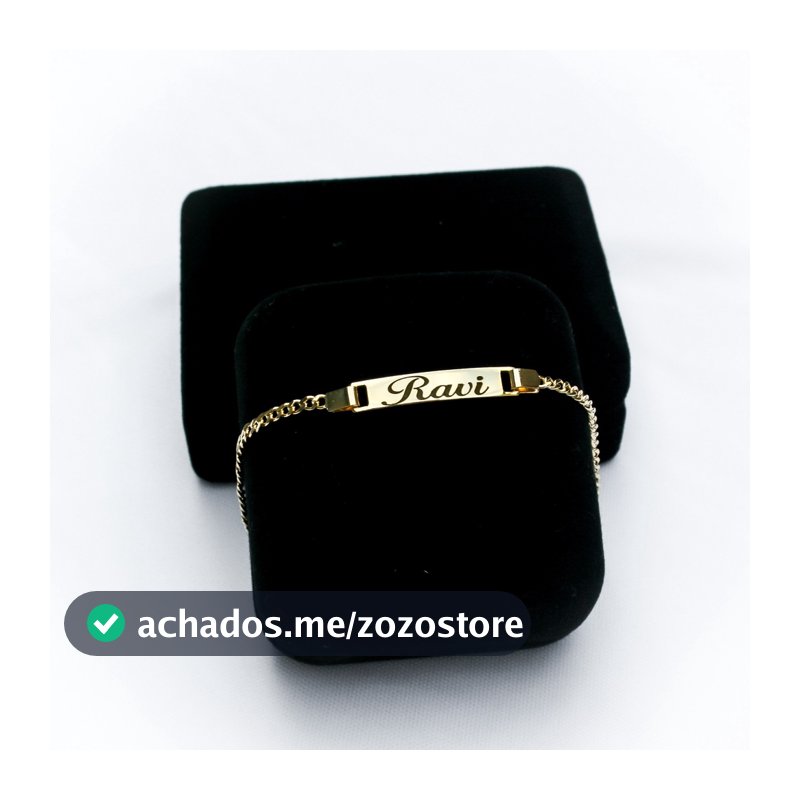 Pulseira Infantil Recém Nascido Banho Ouro 18k Gravação