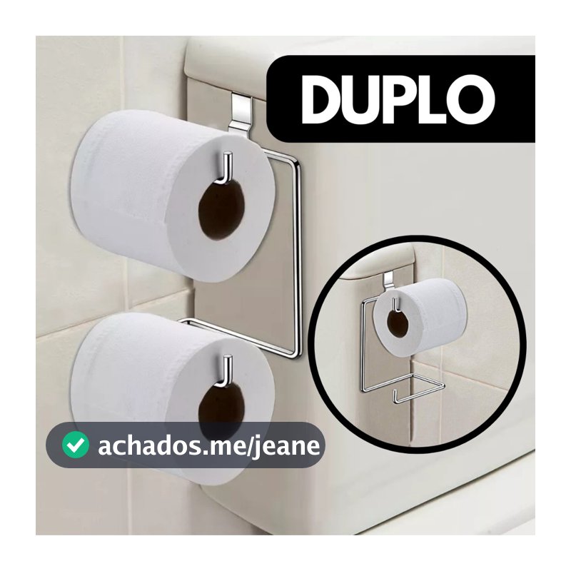 Suporte Porta Papel Higiênico Duplo Aramado Para Caixa Acoplada Cromado Aço Preto Branco
