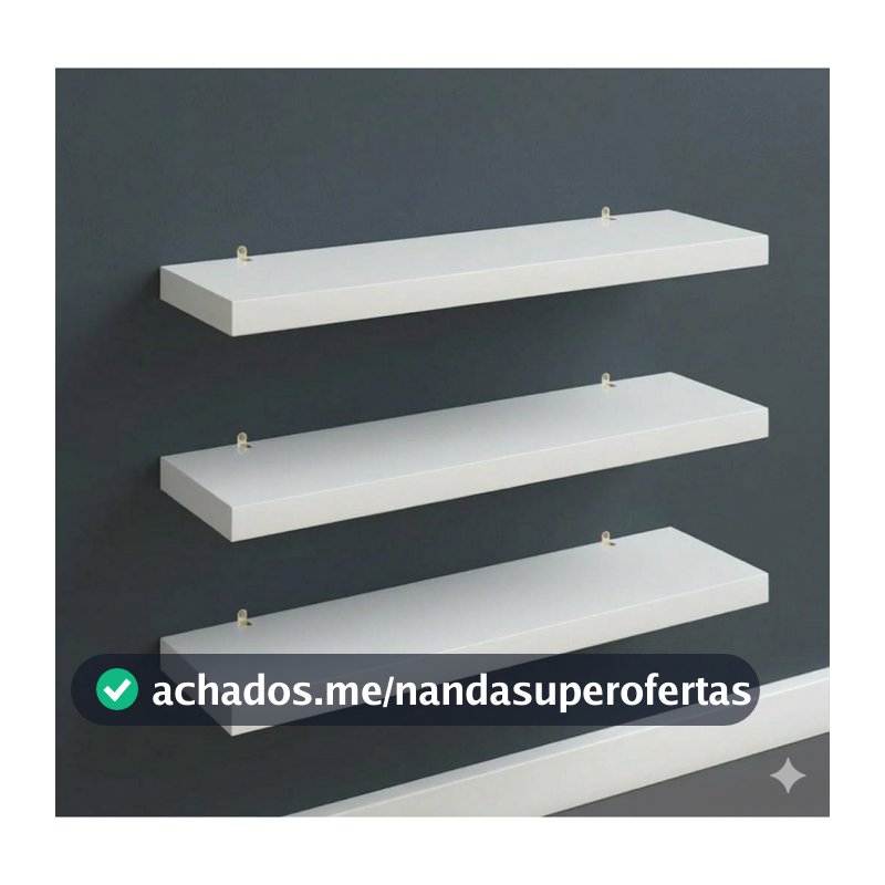 Kit 3 Prateleiras Retas de Parede em MDF 30cm + Kit Instalação Decoração