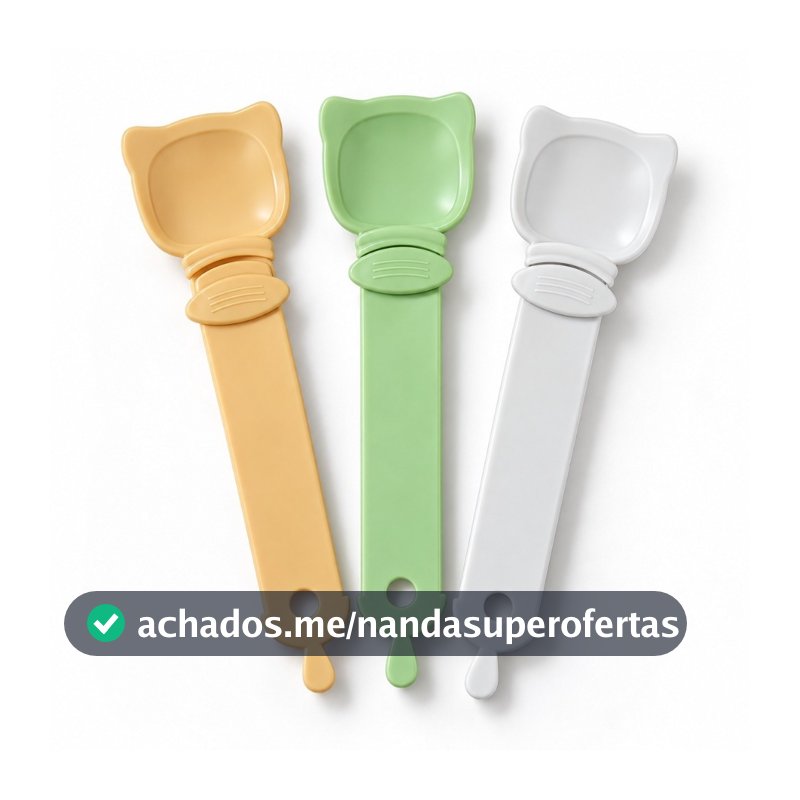 Colher Espremedor de Sachê para Gatos Espátula Pet Inteligente Ração Úmida Patê Alimento Prática e Reutilizável.