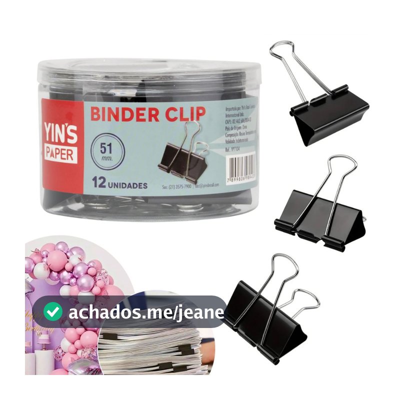 Prendedor de Papel 19 25 32 41 51mm Preto Binder Clipes de metal Clipes de encadernação