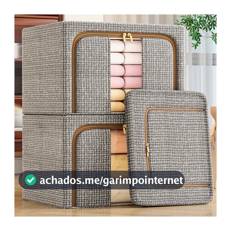 Caixa Organizadora Roupas Brinquedos Lençol Edredom Guarda Roupa Dobrável Visor Transparente