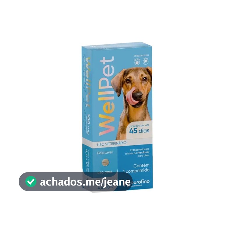 Wellpet 100mg Antipulgas Carrapatos Cães 4,6-10kg Fluralaner