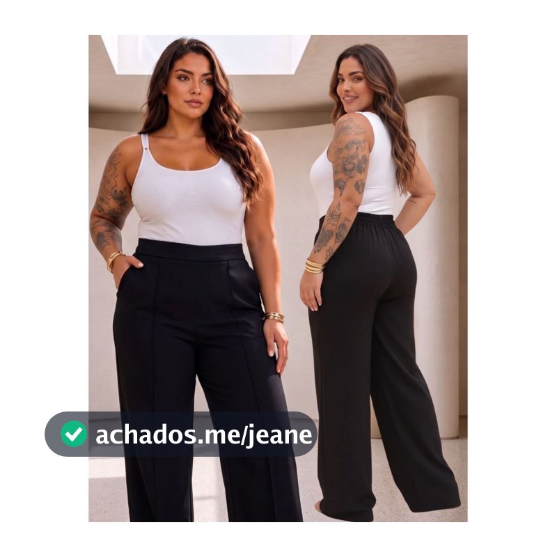Calça Alfaiataria Plus Size Pantalona Cintura Alta Premium