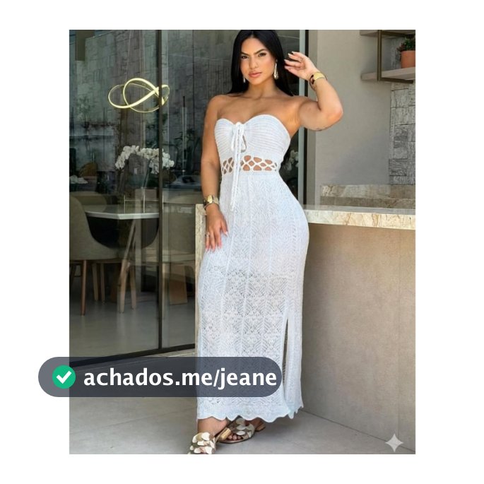 Vestido Ilha Bela Tricot Rendado Longo Confortável Praia