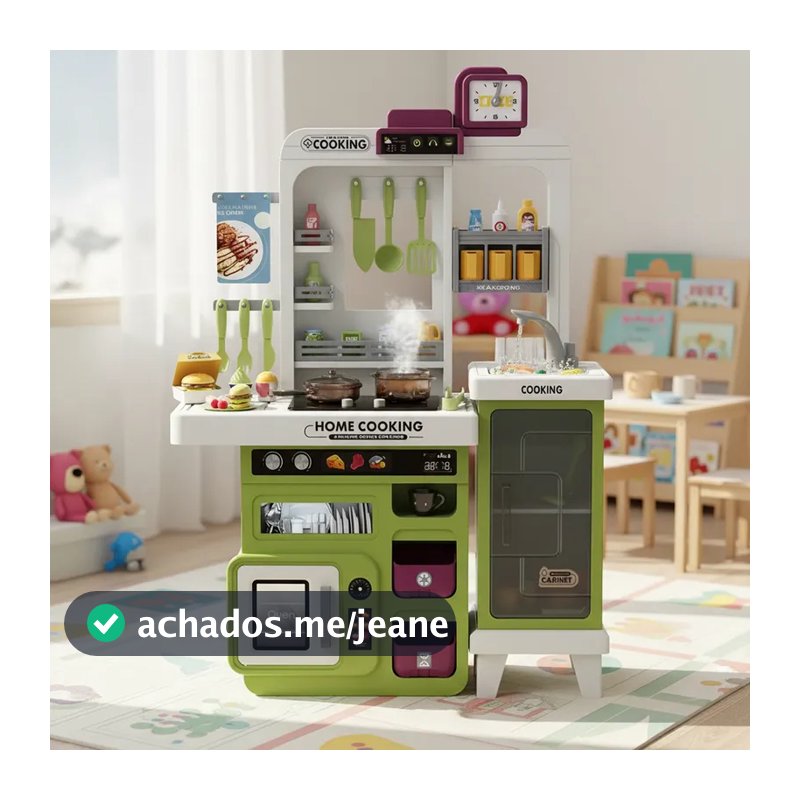 Cozinha Infantil Completa Chef Pia Sai Água Som Luz e Acessórios Realista Home Cooking