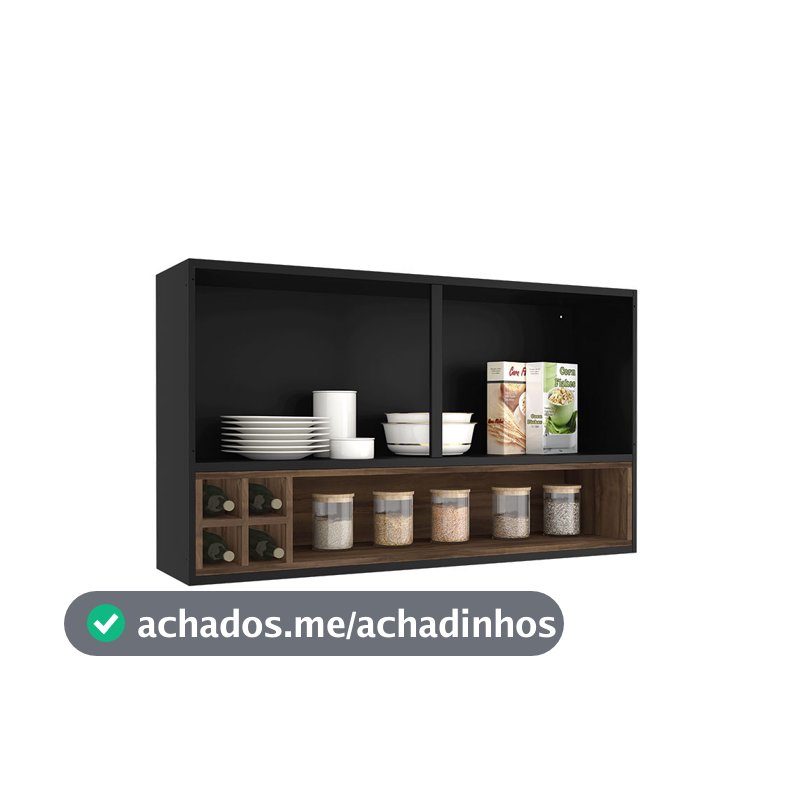 Armário Aéreo de Cozinha Exclusive Itatiaia 2 Portas e Nicho Garrafeiro