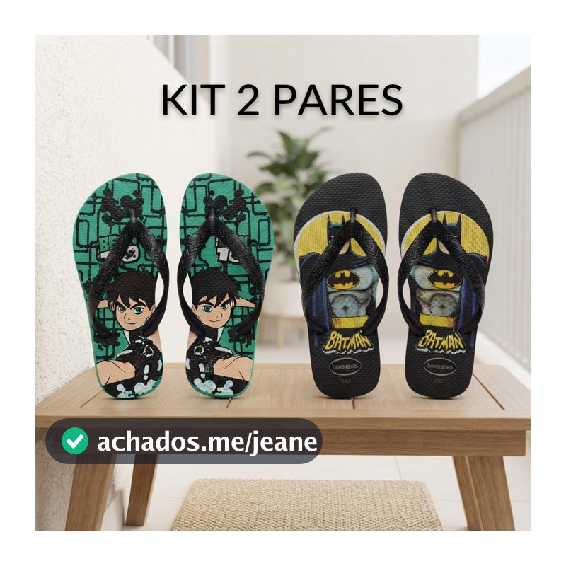 Kit Chinelo Infantil Masculino 2 Pares Borracha Antiderrapante Confortável Resistente para Meninos