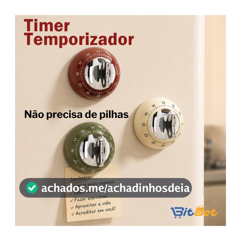 Temporizador Timer Mecânico de Cozinha com Ímã nao precisa de bateria UT-07