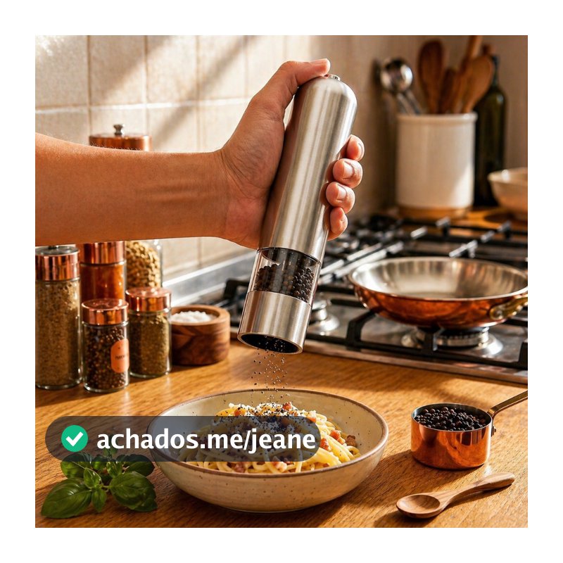 Moedor de Pimenta e Sal Eletrico em Aço Inox Temperos