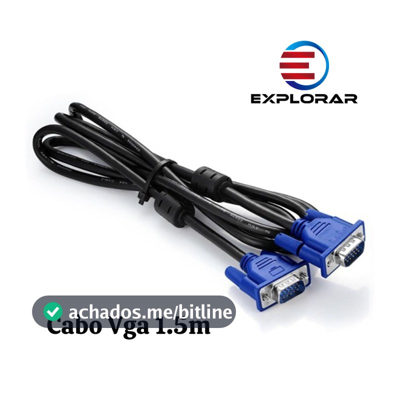 Cabo Vga Vga Macho Macho 1.5M Com Filtro Para Monitor Pc Tv Projetor