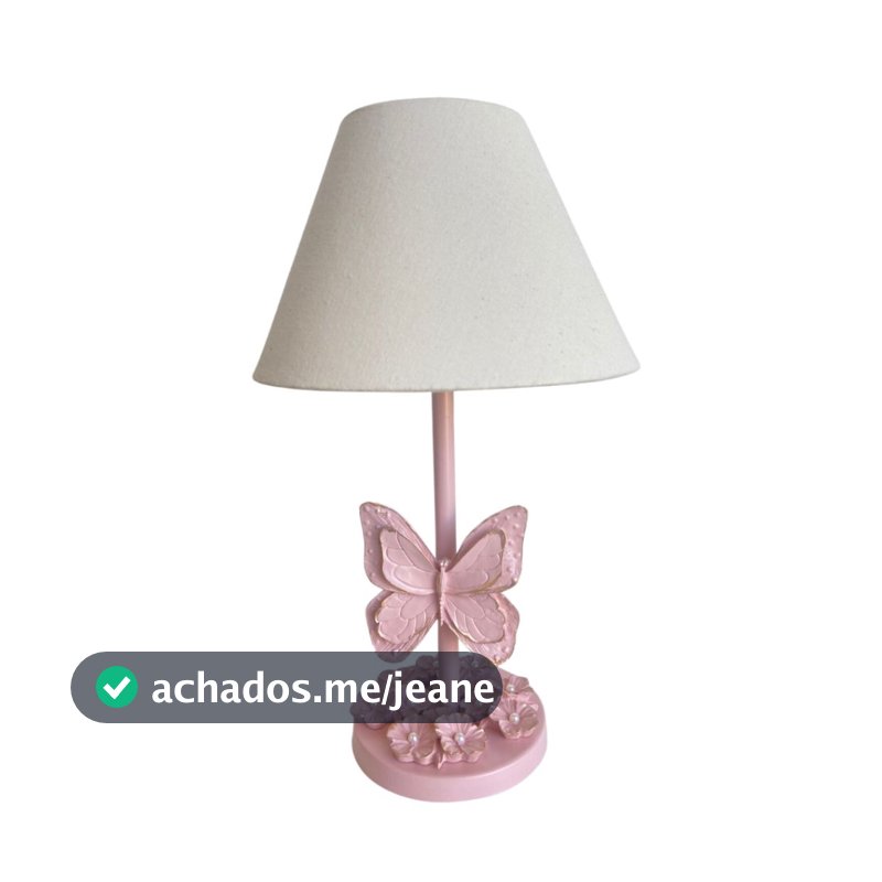 Abajur Borboleta Rosê Rose Menina Luminária Borboleta