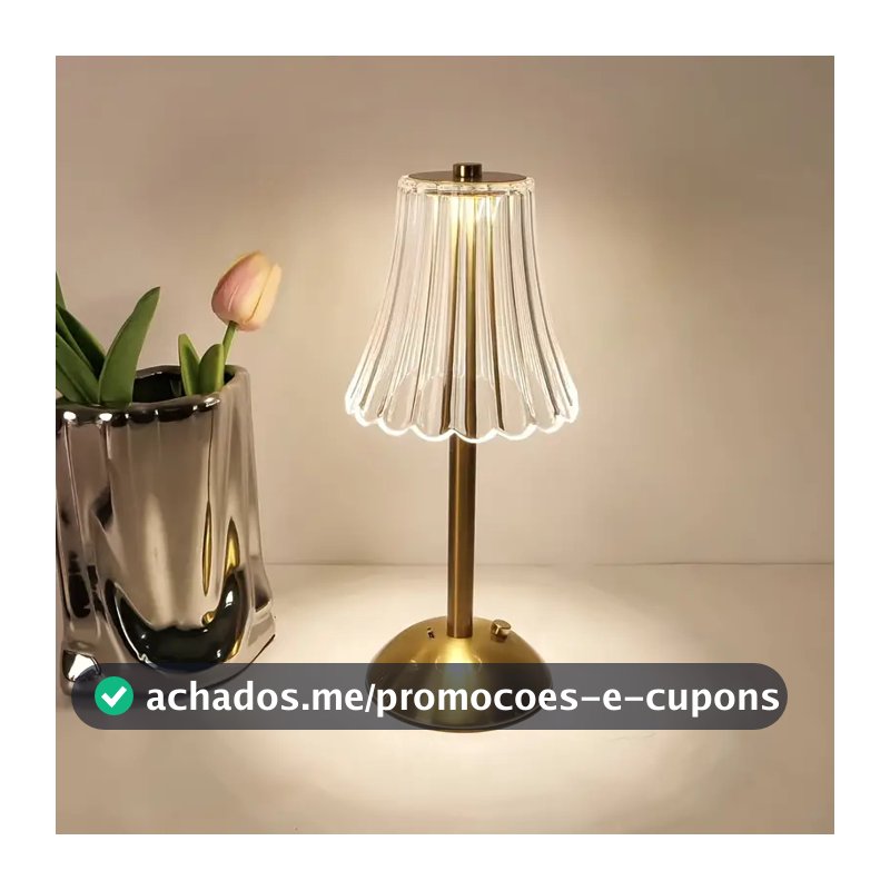 Abajur Recarregável de Mesa dourado Aço inoxidável Luz Touch sem fio LED Luminária de mesa P/quarto
