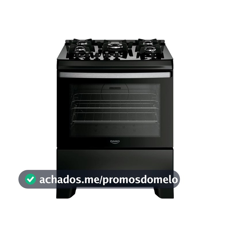 Fogão 5 Bocas Dako Supreme Black Glass Digital Bivolt