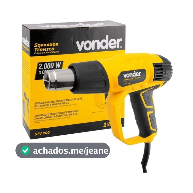 Soprador Térmico Vonder 2000w Profissional 550º C/ 3 Estágios Pistola Alta Temperatura + Acessórios