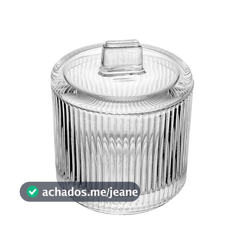 Potiche Lines 10cm Cristal Wolff com Tampa Organização Decoração Joias Acessórios Doces Mesa Aparador Penteadeira Diário