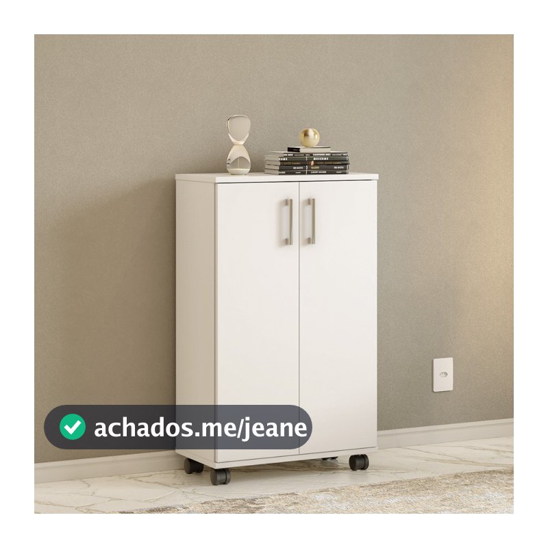 Armário Multiuso 96cm 2 Portas com Rodas | Lavanderia Cozinha Quarto Organizador Fechado FULL