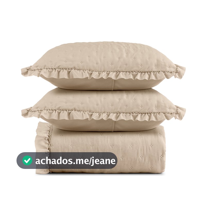 Colcha Matelassê Babado Microfibra Solteiro Casal Queen King com Porta Travesseiro
