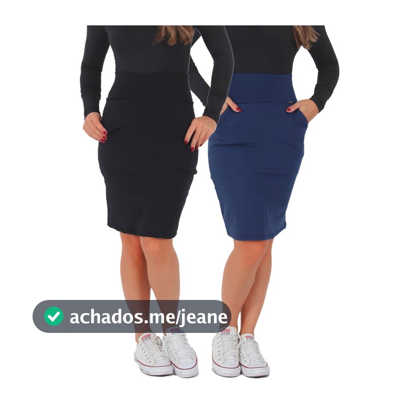 Kit 2 Saias Evangelica Suplex Felpado com Bolsos Secretária