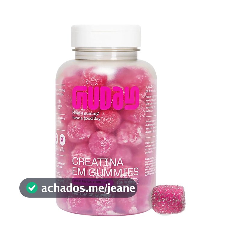 Guday Creatina Mastigável – 30 Unidades – Sabor Frutas Vermelhas, Suplemento Alimentar 1,5g, Sem Lactose e Glúten