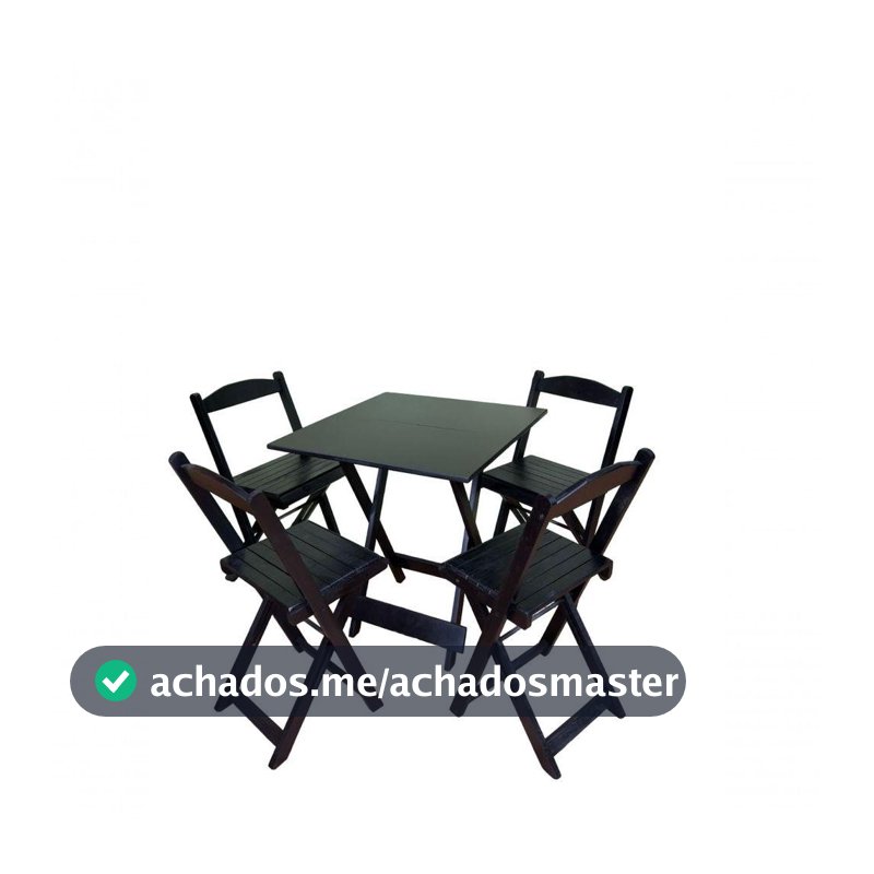Conjunto Dobrável 70x70 Com 4 Cadeiras Preto